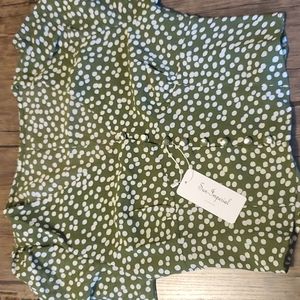 Green & White Dotted Blouse